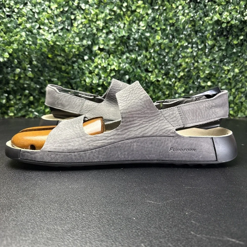 Ecco Leather Sandals Mens Size 13 Grey Adjustable Straps
